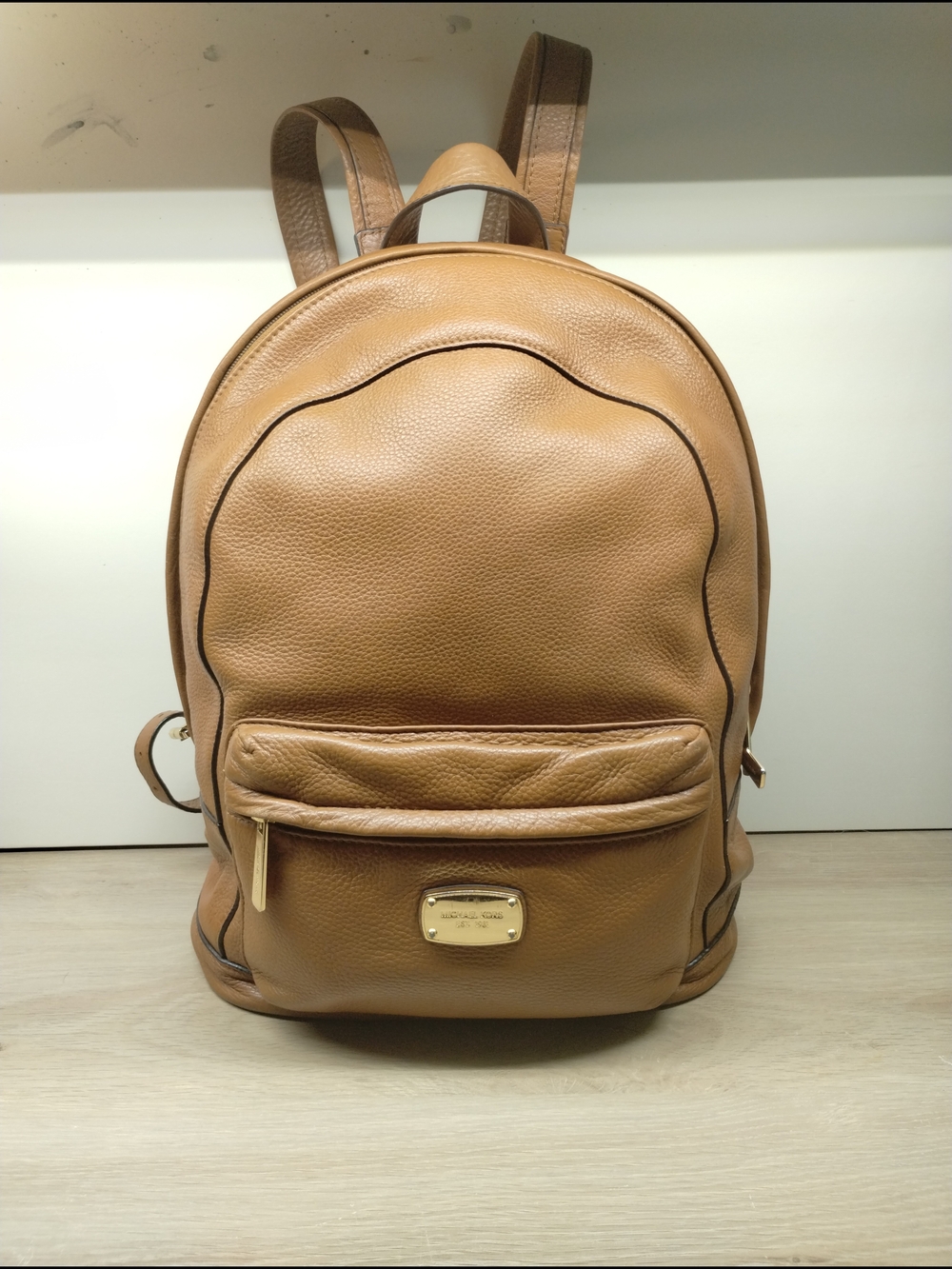 Michael Kors Tan Pebbled Leather Backpack with Gold Hardware